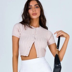 Princess Polly Savana Top Cable Knit Cardigan Crop